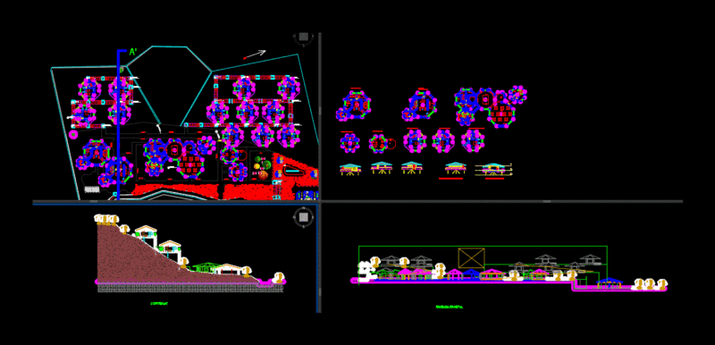 Tourist Development With Hexagonal Form And Pool 2D DWG Design Plan for AutoCAD