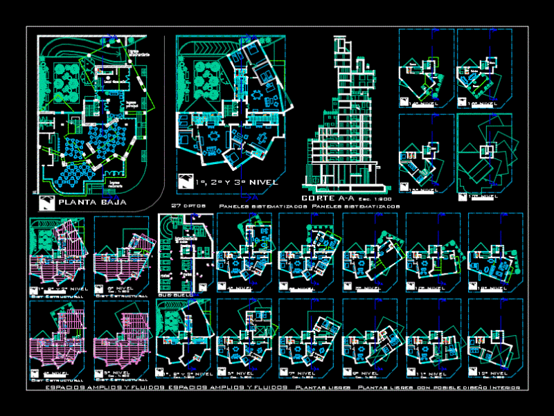 Irregular Morphology Building DWG Section for AutoCAD