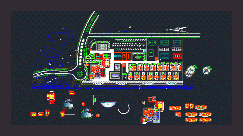 Beach Club 2D DWG Design Plan for AutoCAD
