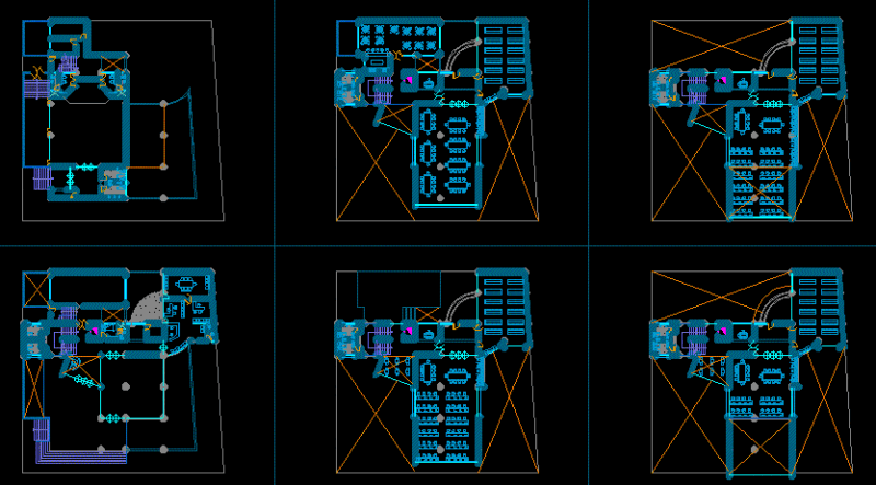 Library Building – Plants DWG Block for AutoCAD