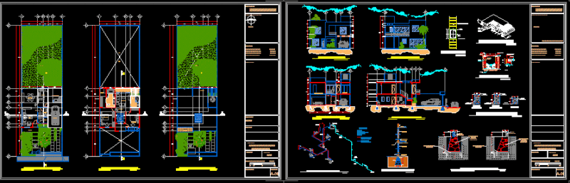 Linked House DWG Section for AutoCAD