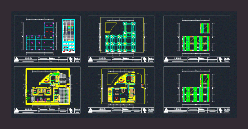 L-Shaped Building Architectural and Structural Plans DWG