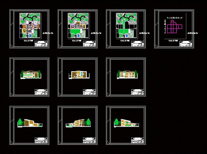Small Contemporary House with Garage 2D DWG Plan for AutoCAD