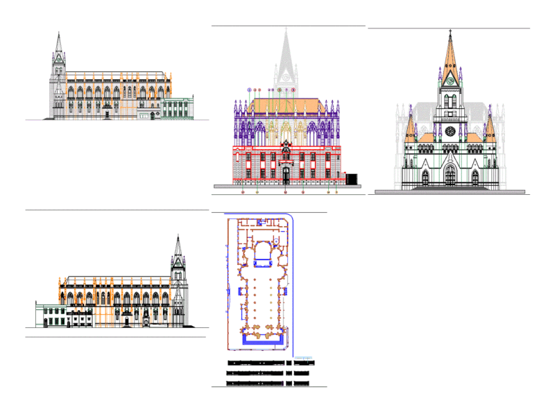 Mar Del Plata Cathedral DWG Elevation for AutoCAD