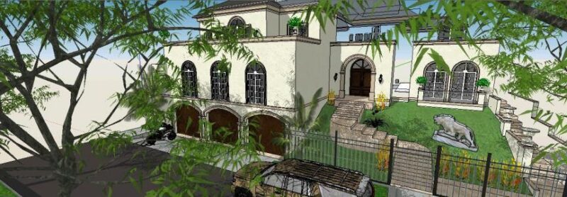 Mediterranean Style Mansion 3D SKP Model for SketchUp