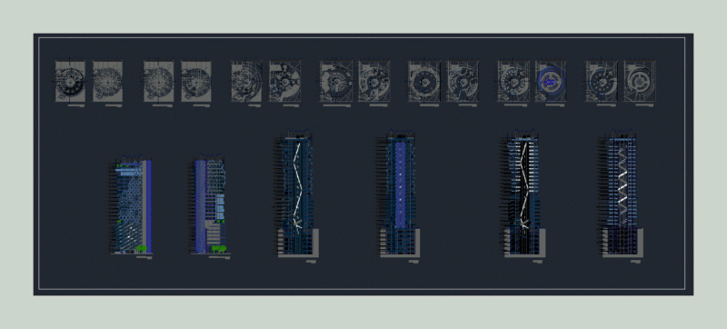 Mixed Multifunctional Building DWG Section for AutoCAD