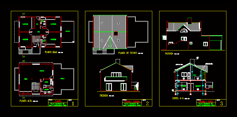Two Story House with Terrace 2D DWG Plan for AutoCAD 