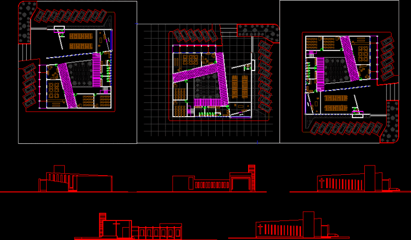 Modern Church DWG Block for AutoCAD