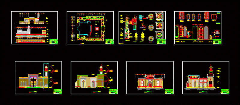 Mosque; Architectural Plan; DWG Block for AutoCAD