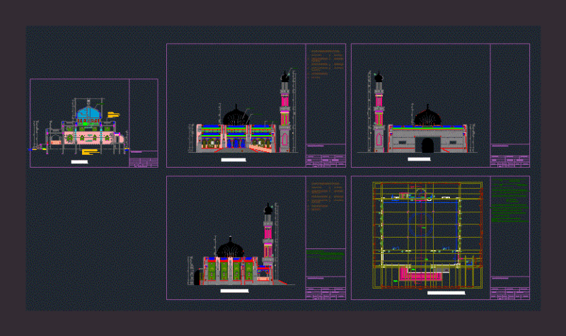 Mosque DWG Section for AutoCAD