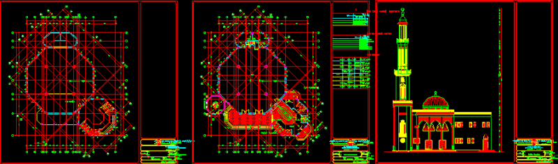 Mosque DWG Section for AutoCAD