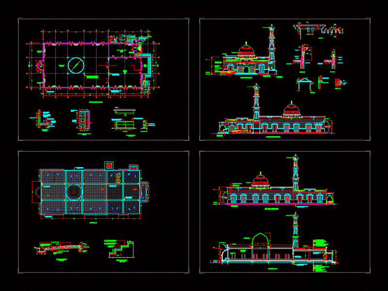 Mosque DWG Section for AutoCAD