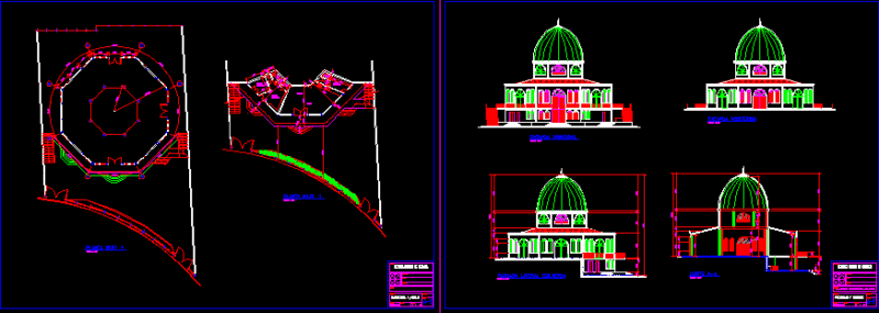Mosque DWG Section for AutoCAD