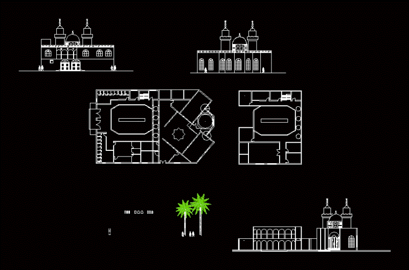 Mosque DWG Section for AutoCAD