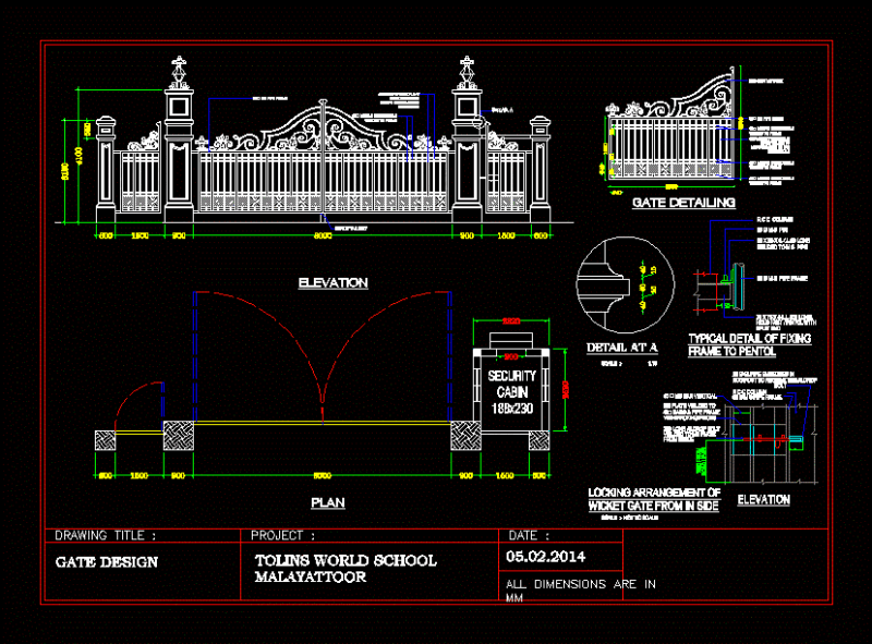 Ms Gate Design DWG Block for AutoCAD