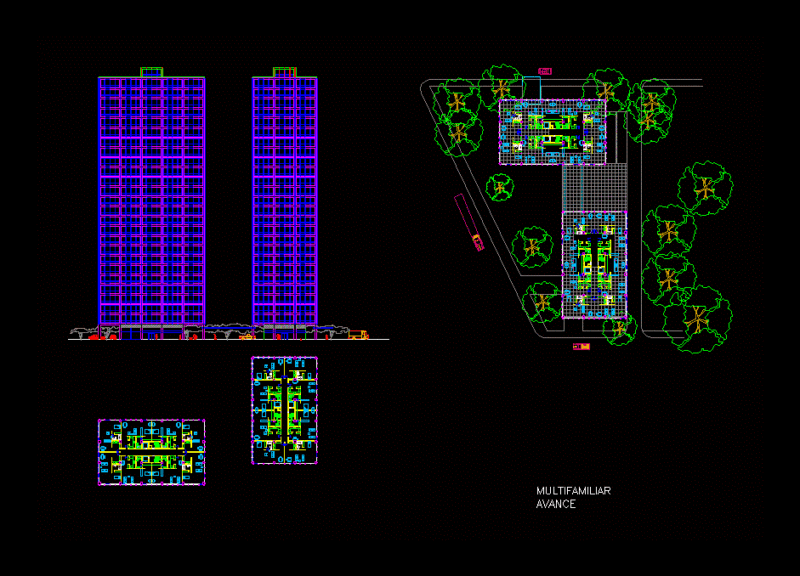 Multi 2 Torres DWG Block for AutoCAD