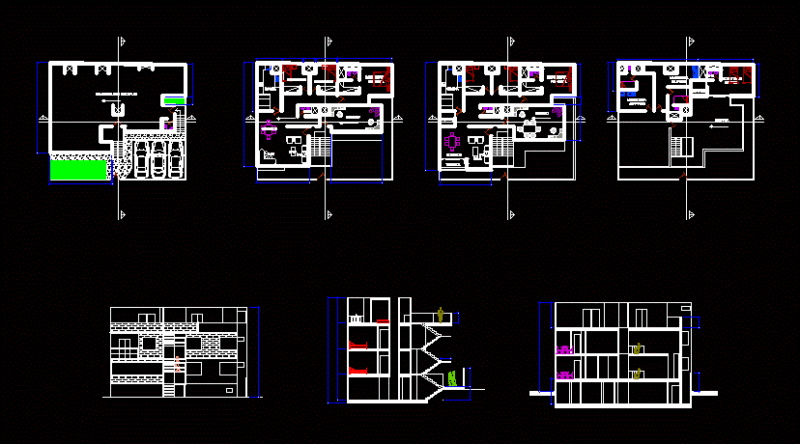 Multi 3 Floors DWG Block for AutoCAD