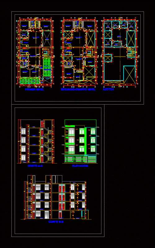 Multi 3 Levels DWG Block for AutoCAD