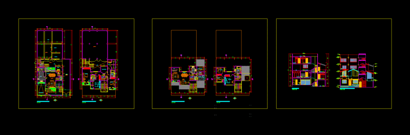 Multi 3 Levels DWG Elevation for AutoCAD
