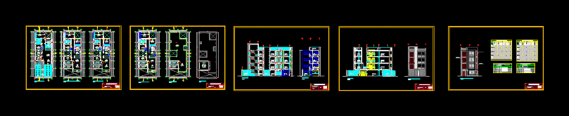 Multi 4 Levels DWG Elevation for AutoCAD