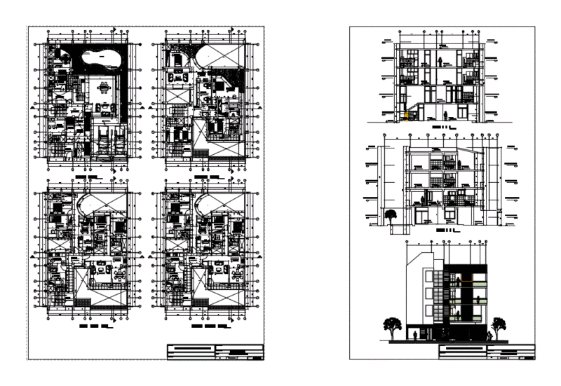 Multi – Family Home DWG Block for AutoCAD