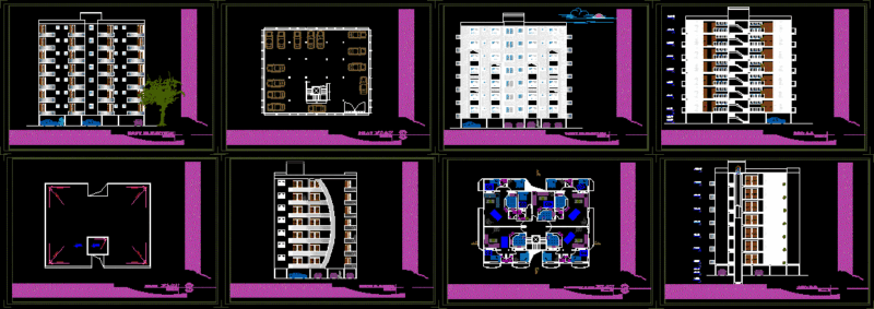 Multi-Family Building DWG Elevation for AutoCAD