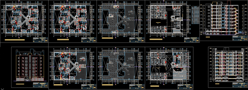 Multi-Family Eight Levels DWG Section for AutoCAD