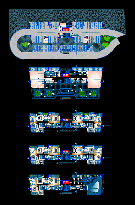 Multi Fifteen Stories DWG Block for AutoCAD