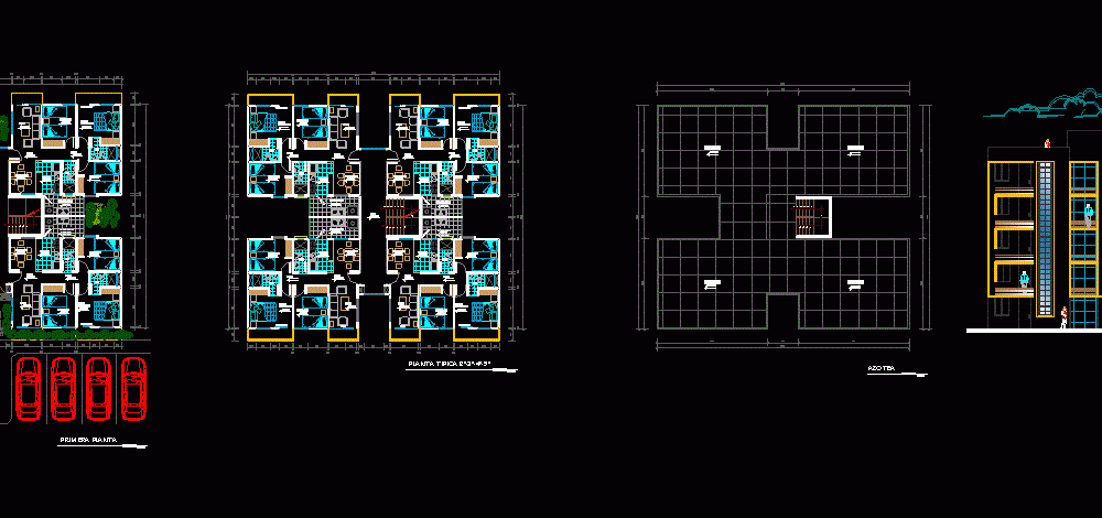 Multi Housing 4 Levels DWG Elevation for AutoCAD • Designs CAD