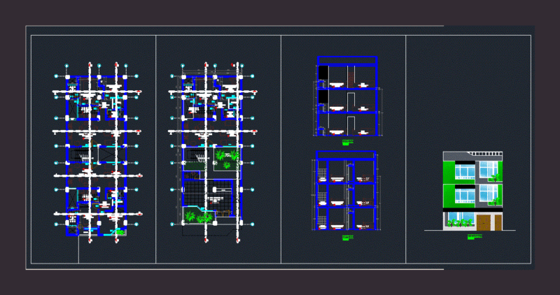 Multi Housing DWG Block for AutoCAD