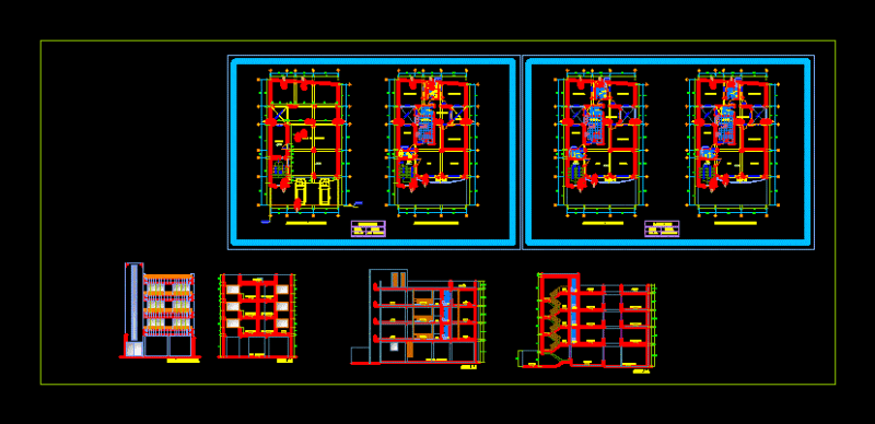 Multi Housing DWG Elevation for AutoCAD