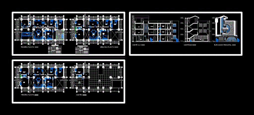 Multi Housing Housing DWG Block for AutoCAD