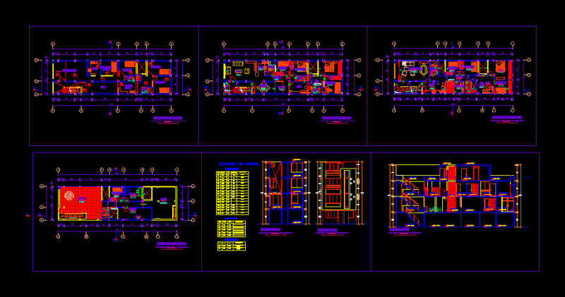 Multi Housing Plan 6×20 DWG Plan for AutoCAD