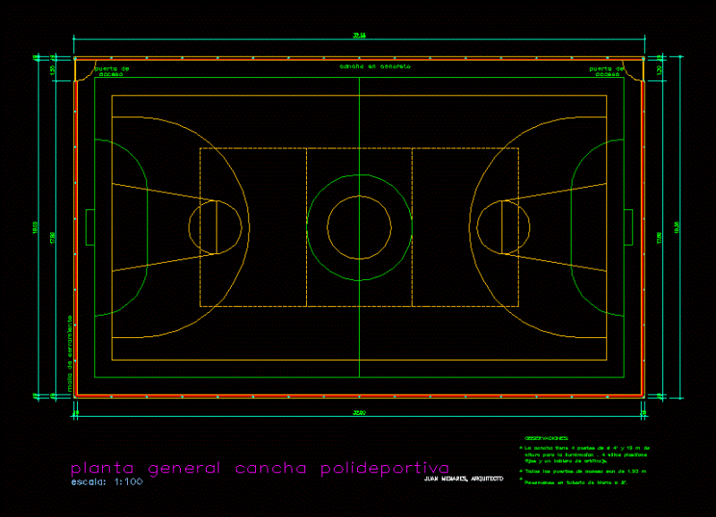 Multicancha DWG Section for AutoCAD