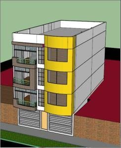 Multifamilar 4 Story Building; Residential And Commercial – 3D SKP Model for SketchUp