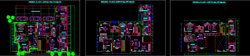 Multifamily 3levels DWG Block for AutoCAD