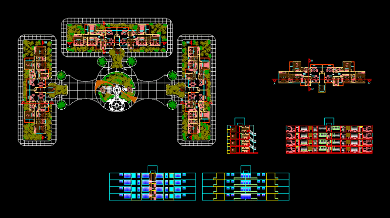Multifamily 4 Levels DWG Plan for AutoCAD