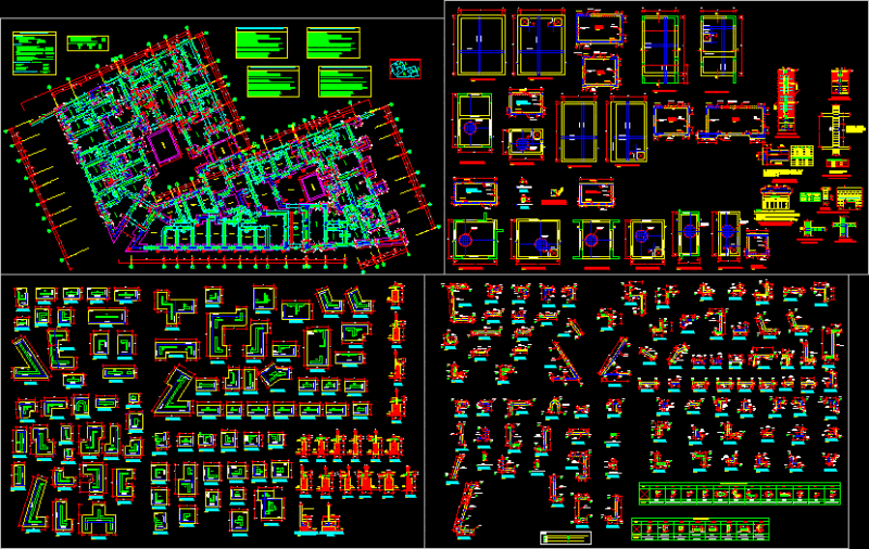 Multifamily 60 Apartments DWG Block for AutoCAD