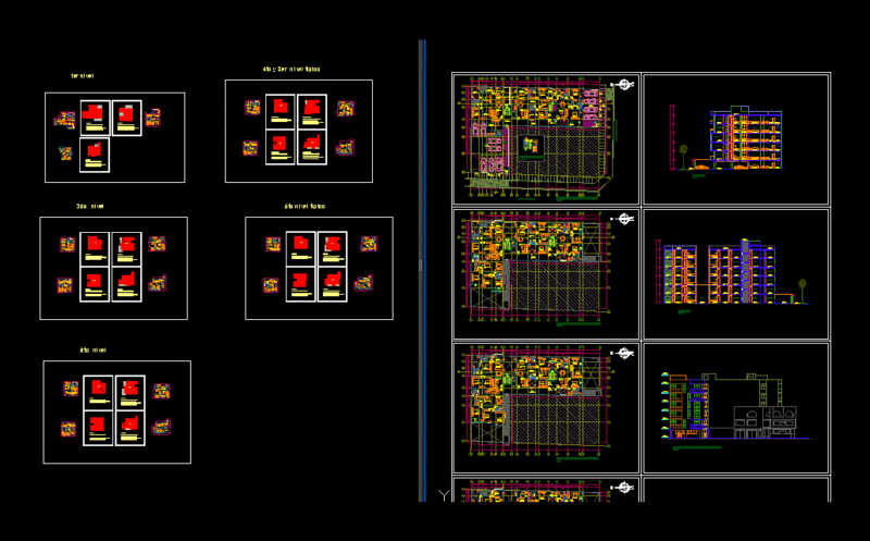 Multifamily 6 Levels DWG Elevation for AutoCAD