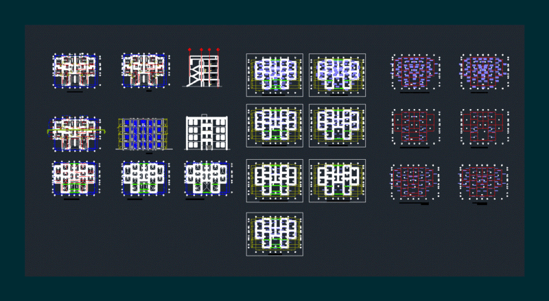 Multifamily Building 3 Levels DWG Block for AutoCAD