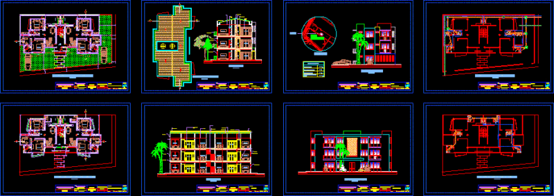 Multifamily Building 3 Levels DWG Plan for AutoCAD