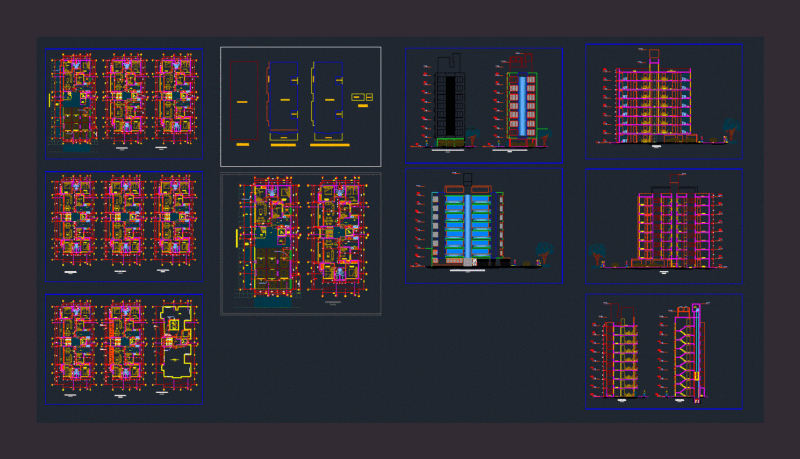 Multifamily Building 8 Levels DWG Section for AutoCAD