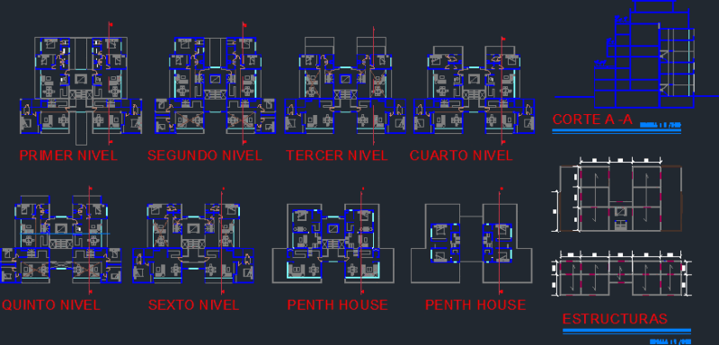 Multifamily Building DWG Block for AutoCAD