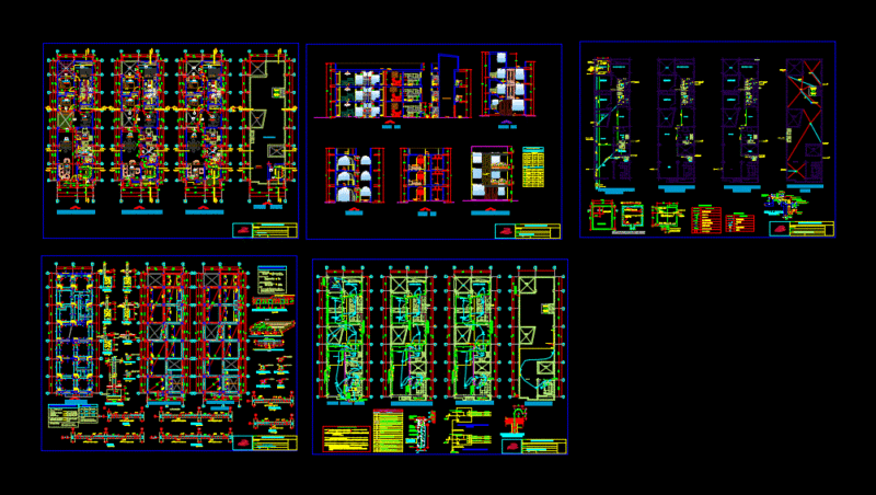 Multifamily Housing 3 Levels DWG Block for AutoCAD