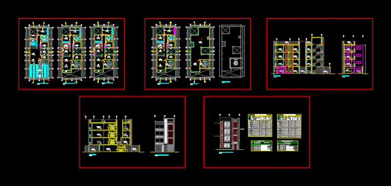 Multifamily Housing 3 Levels DWG Section for AutoCAD