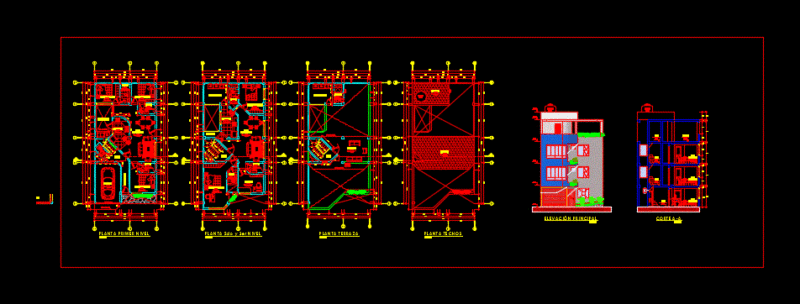 Multifamily Housing 769x15m DWG Plan for AutoCAD