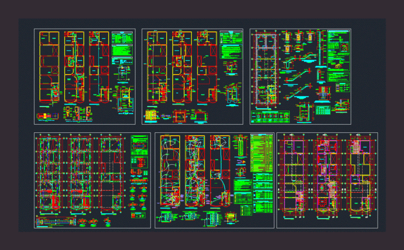 Multifamily Housing 7 X 25 DWG Full Project for AutoCAD