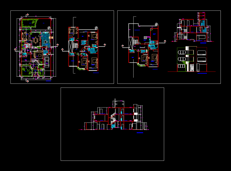 3-Story Multifamily House Floor Plans and Sections