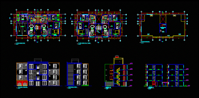 Multifamily Housing DWG Elevation for AutoCAD