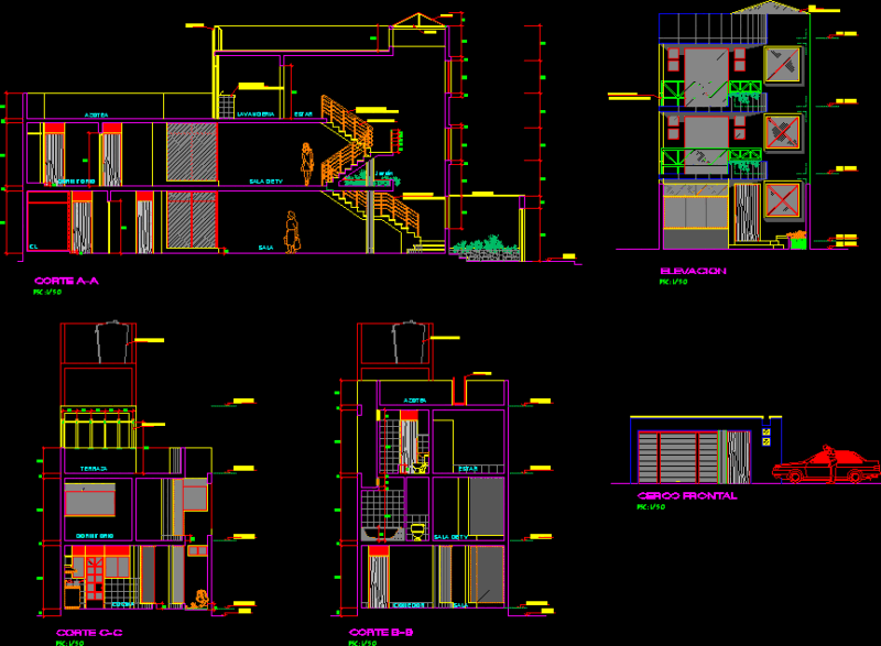 Multifamily Housing DWG Section for AutoCAD